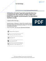 Utilization of Water Hyacinth Weed Eichhornia Crassipes For The Removal of PB II CD II and ZN II From Aquatic Environments An Adsorption Isotherm