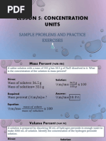 Lesson 5 - Concentration of Solutions - Sample Problems and Practice Exercises