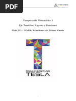 Competencia Matem Atica 1 Eje Tem Atico: Algebra y Funciones Gu Ia M1 - MM06: Ecuaciones de Primer Grado