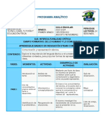 Programa Analitico Tecnología, Tutoría y Educación Física