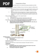 Transportation in Plants - NOTES and NB Questions