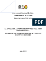 La Educación Alimentaria y Nutricional y Sus Condicionante.