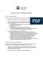 Imw Assessment Irregularity Policy