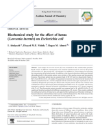 Biochemical Study For The E Ect of Henna (Lawsonia Inermis) On Escherichia Coli