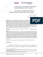 Concepções de Álgebra, Educação Algébrica E Pensamento Algébrico de Professores Da Educação Básica