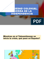 Sociedad Colonial. Guerra de La Independencia