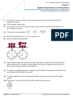 Grade 7 Algebra Expressions and Equations My