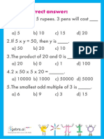 Maths Class 4 Holiday Homework