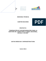 Memoria Técnica Cantón Bolívar Proyecto - Generación de Geoinformación para La Gestión Del Territorio A Nivel Nacional, Escala 1 - 25.