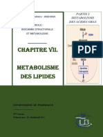 CHAP7 MET DES LIPIDES 1 Métabolisme Des Acides Gras 2022 2023 PLUS