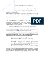 Las Vacaciones en La Legislación de Trabajo en Venezuela