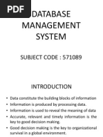 Database Management System: SUBJECT CODE: 571089