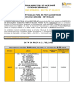 Edital de Convocação para As Provas Objetivas - Retificado