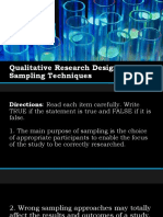 Qualitative Research Design and Sampling Techniques