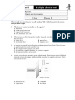 8J Magnets and Magnetism Multiple Choice Test