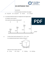 Entrance Test AS Physics