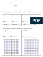 Slope Intercept Form Practice Worksheet 1