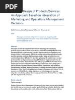 Effective Design of Products Services An Approach Based On Integration of Marketing and Operations Management Decisions