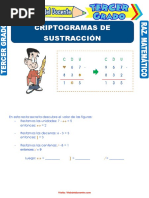 Criptogramas de Sustracción para Tercer Grado de Primaria