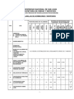 Planilla de Hormigones y Morteros