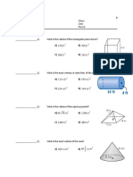 Practice Quiz 2 (Surface Area and Volume)