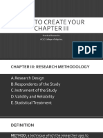 How To Create Your Chapter III Part 1