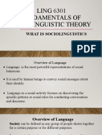 LING 6301 Fundamentals of Sociolinguistics Theory. 1