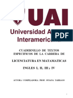 Cuadernillo de Matemáticas - Ingles I