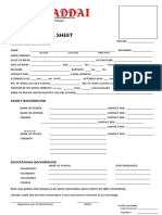 Personal Data Sheet - Music Ministry