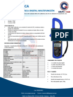 FICHA TECNICA PINZA AMPERIMETRICA DIGITAL MULTIFUNCIONAL Ohm, DC, AC AMPERIMETRO (ST 201)