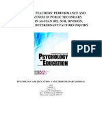 Affecting Teachers' Performance and Effectiveness in Public Secondary Schools in Agusan Del Sur, Division, Philippines: Determinant Factors Inquiry