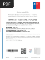 Gobierno de Chile Ministerio de Economía, Fomento y Turismo: Certificado de Estatuto Actualizado