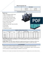 Specification of EDS-220AS Diesel Generator