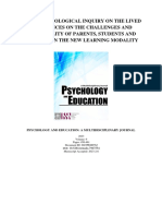 A Phenomenological Inquiry On The Lived Experiences On The Challenges and Adaptability of Parents, Students and Teachers in The New Learning Modality