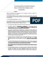 Verificación Y Evaluación de Las Ofertas Técnicas "Prefiltros Y Filtros para Turbina Ta1750" SIC-2021300-21