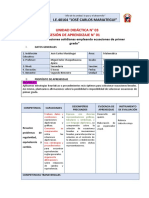 Sesión de Aprendizaje 1 Unidad Didáctica #3 Tercer Año.