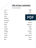 Les Adjectifs Et Leur Contraire