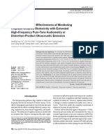 Yu 2014 Comparison of The Effectiveness of Monitoring Cisplatin-Induced Ototoxicity With Extended High-Frequency Pure-Tone Audiometry or Distortion-Product Otoacoustic Emission