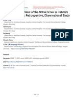 The Prognostic Value of The SOFA Score in Patients