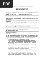 Criterio No Vinculante: Presidencia de La Corte Nacional de Justicia Absolución de Consultas