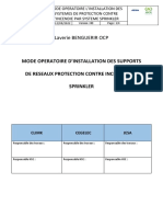 M.O 01 Mode Operatoire D'installation Des Supports de Reseaux Protection Contre Incendie Par Sprinkler