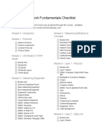 Network Fundamentals Checklist: Module 0 - Introduction Module 1 - Protocols Module 4 - Networking Definitions & Concepts