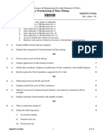 Cse 7 Sem Data Warehousing and Data Mining Winter 2017