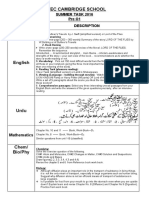 Hitec Cambridge School: Summer Task 2016 Pre O1 Subject Description