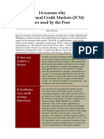 14 Reasons Why The Informal Credit Markets (ICM) Are Used by The Poor