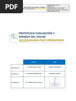 Protocolo de Evaluación y Manejo Del Dolor Agudo Post Operatorio