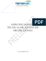 Especificaciones Técnicas de Ajustes de Protecciones - V0