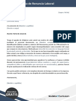 27 Modelo de Carta de Renuncia Laboral