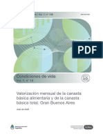 Costo de La Canasta Básica y Alimentaria en Julio (INDEC)