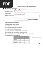 Year 8 Reproduction Test 2022 Marking Schedule